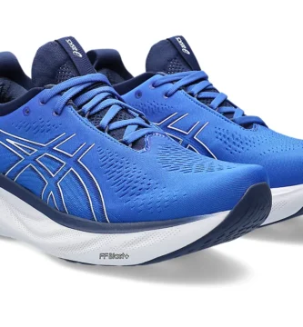 Asics Gel Nimbus 25 with royal blue uppers and white soles