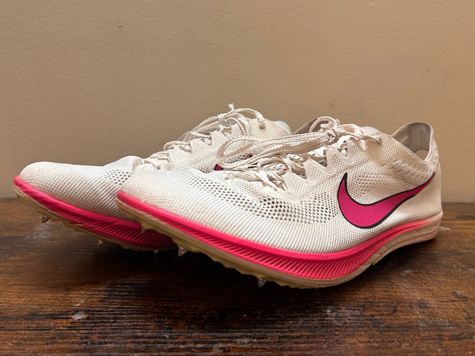 White and Pink Nike Dragonfly Racing Spikes